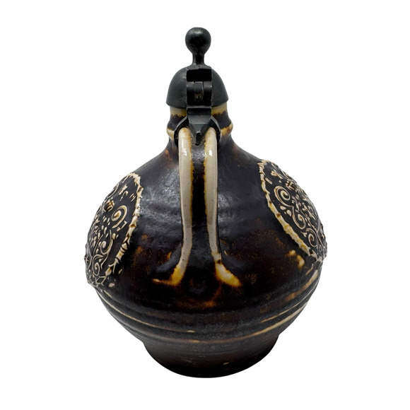 Vintage German Salt Glaze Stoneware Jug w/ Pewter Lid 6.5” Coat of Arms Marked 9 - Picture 14 of 16